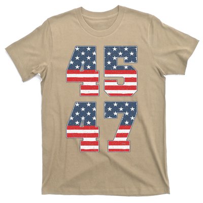 Trump 2024 45 47 Vintage American Flag Retro 4547 Trump 2024 T-Shirt