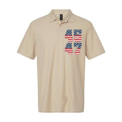 Trump 2024 45 47 Vintage American Flag Retro 4547 Trump 2024 Softstyle Adult Sport Polo