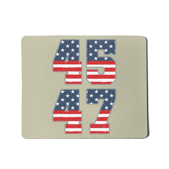 Trump 2024 45 47 Vintage American Flag Retro 4547 Trump 2024 Mousepad