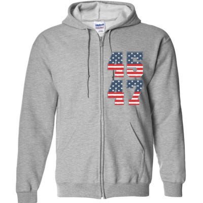 Trump 2024 45 47 Vintage American Flag Retro 4547 Trump 2024 Full Zip Hoodie