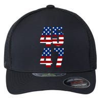 Trump 2024 45 47 Vintage American Flag Retro 4547 Trump 2024 Flexfit Unipanel Trucker Cap