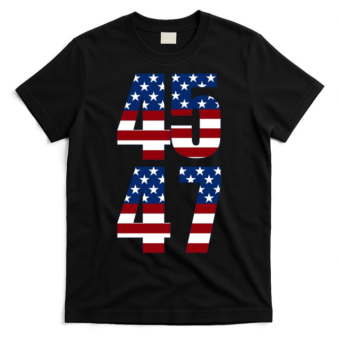 Trump 2024 45 47 Vintage American Flag Retro 4547 Trump 2024 T-Shirt