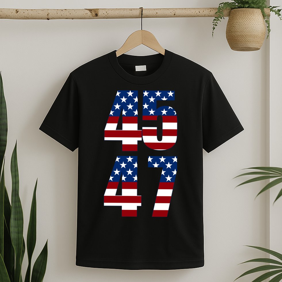 Trump 2024 45 47 Vintage American Flag Retro 4547 Trump 2024 T-Shirt