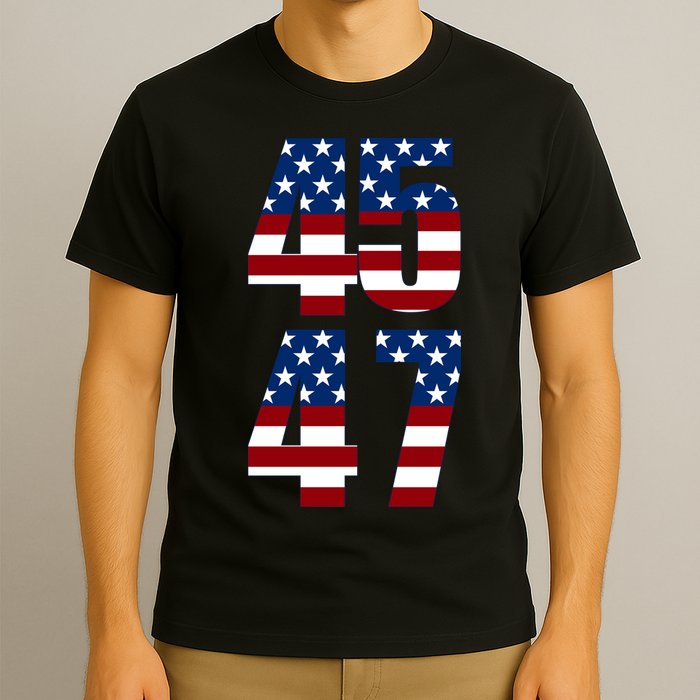 Trump 2024 45 47 Vintage American Flag Retro 4547 Trump 2024 T-Shirt