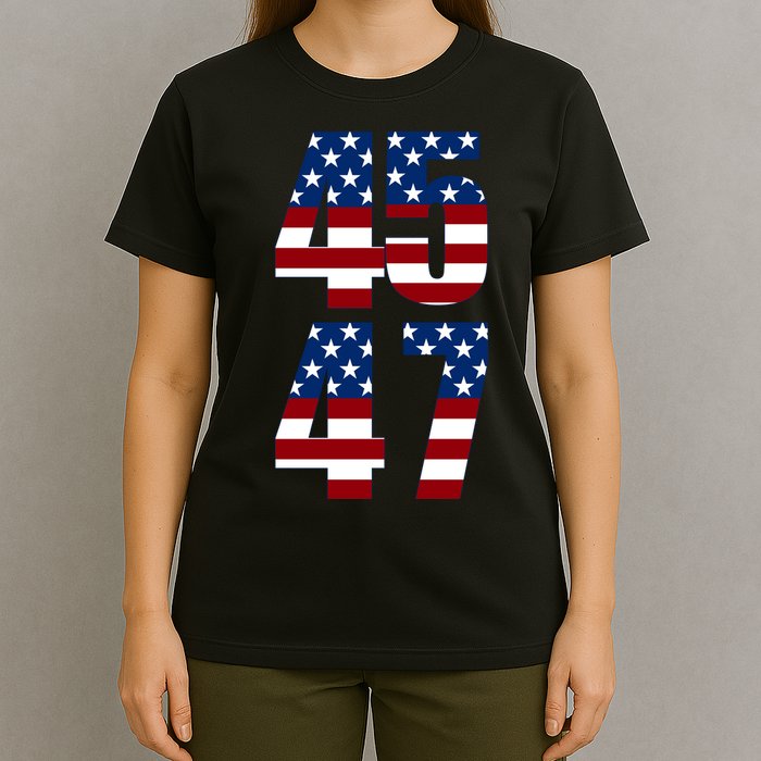 Trump 2024 45 47 Vintage American Flag Retro 4547 Trump 2024 T-Shirt