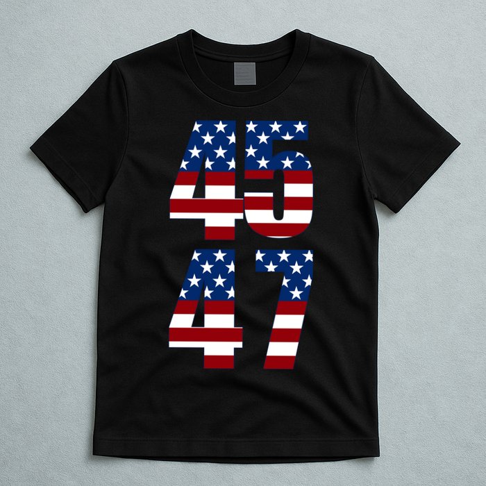 Trump 2024 45 47 Vintage American Flag Retro 4547 Trump 2024 T-Shirt