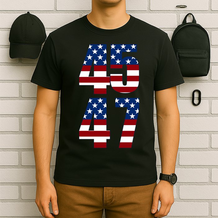 Trump 2024 45 47 Vintage American Flag Retro 4547 Trump 2024 T-Shirt