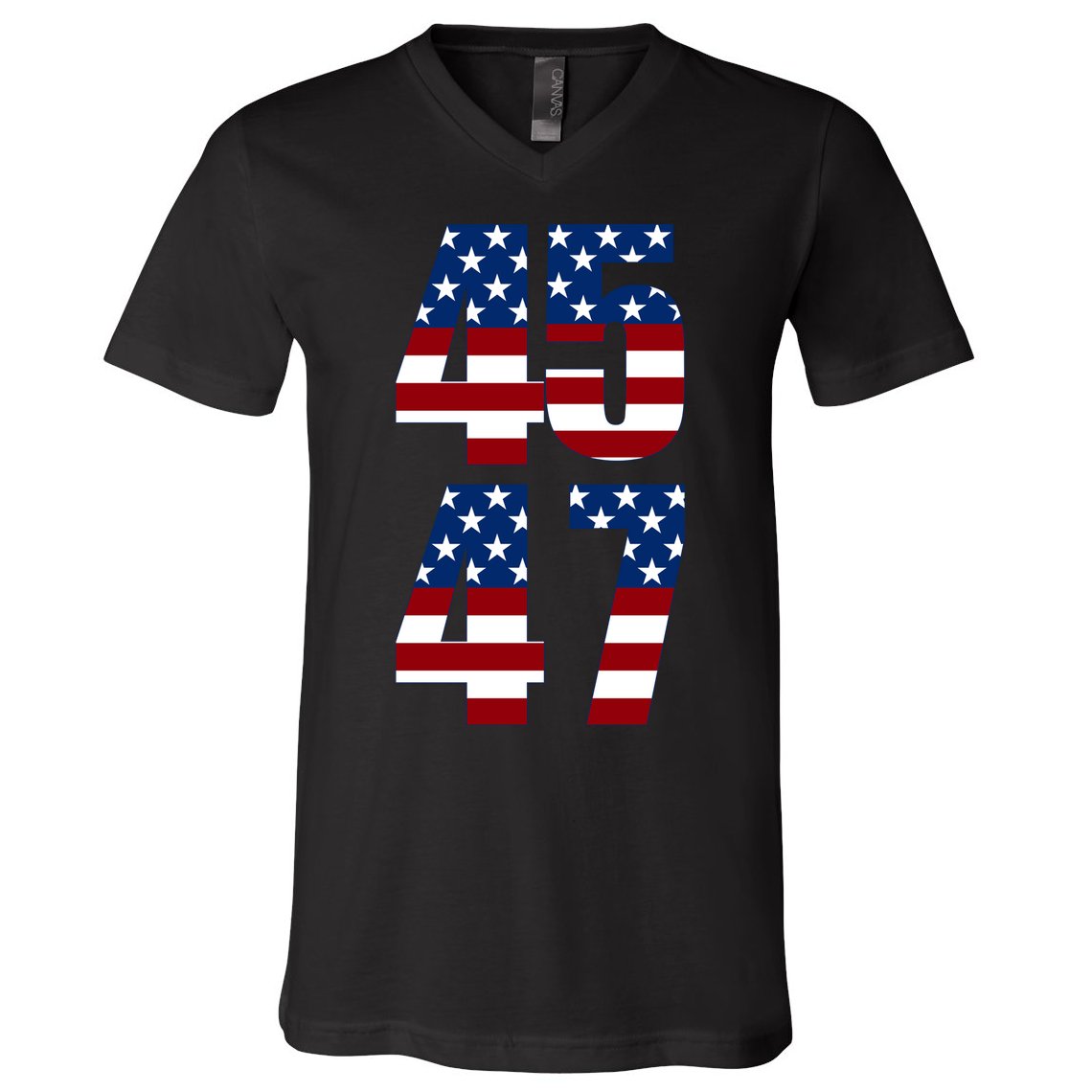 Trump 2024 45 47 Vintage American Flag Retro 4547 Trump 2024 V-Neck T-Shirt