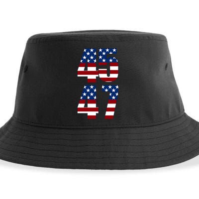 Trump 2024 45 47 Vintage American Flag Retro 4547 Trump 2024 Sustainable Bucket Hat