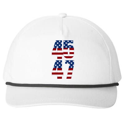 Trump 2024 45 47 Vintage American Flag Retro 4547 Trump 2024 Snapback Five-Panel Rope Hat