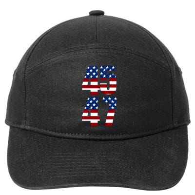 Trump 2024 45 47 Vintage American Flag Retro 4547 Trump 2024 7-Panel Snapback Hat