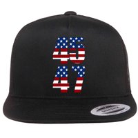 Trump 2024 45 47 Vintage American Flag Retro 4547 Trump 2024 Flat Bill Trucker Hat