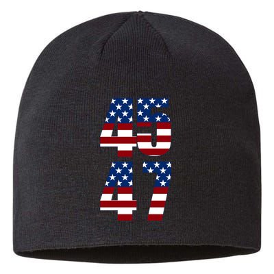 Trump 2024 45 47 Vintage American Flag Retro 4547 Trump 2024 Sustainable Beanie