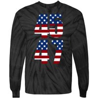 Trump 2024 45 47 Vintage American Flag Retro 4547 Trump 2024 Tie-Dye Long Sleeve Shirt