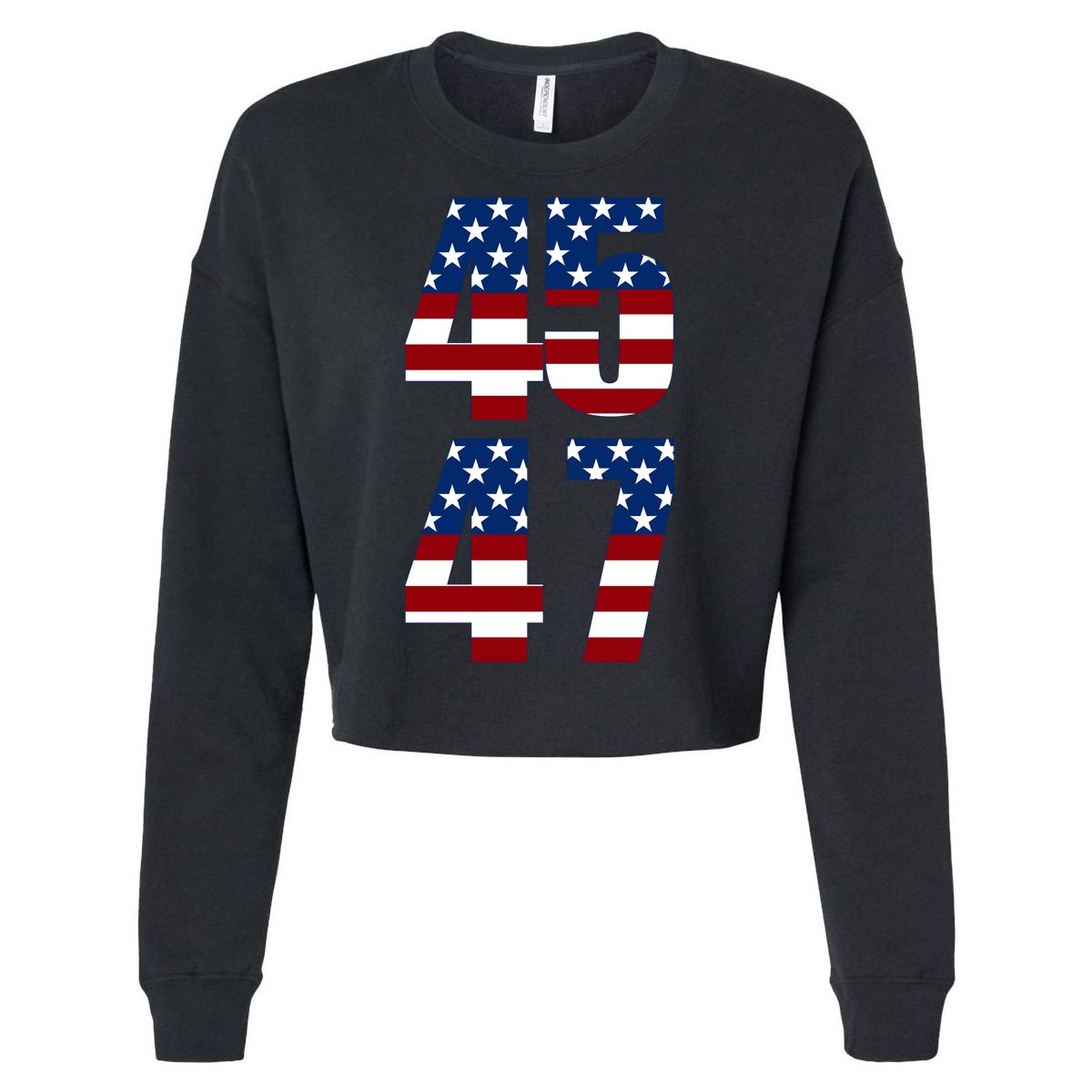 Trump 2024 45 47 Vintage American Flag Retro 4547 Trump 2024 Cropped Pullover Crew