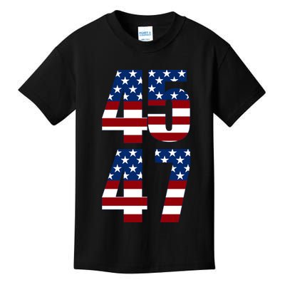 Trump 2024 45 47 Vintage American Flag Retro 4547 Trump 2024 Kids T-Shirt