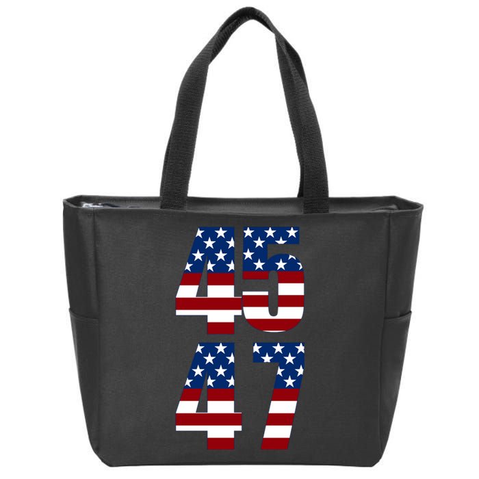 Trump 2024 45 47 Vintage American Flag Retro 4547 Trump 2024 Zip Tote Bag