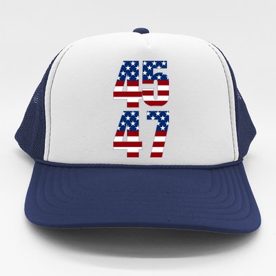 Trump 2024 45 47 Vintage American Flag Retro 4547 Trump 2024 Trucker Hat