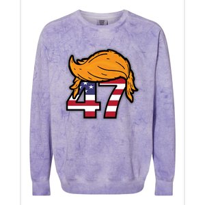 TRUMP 2024 47th President Hair Colorblast Crewneck Sweatshirt