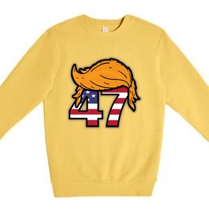 TRUMP 2024 47th President Hair Premium Crewneck Sweatshirt