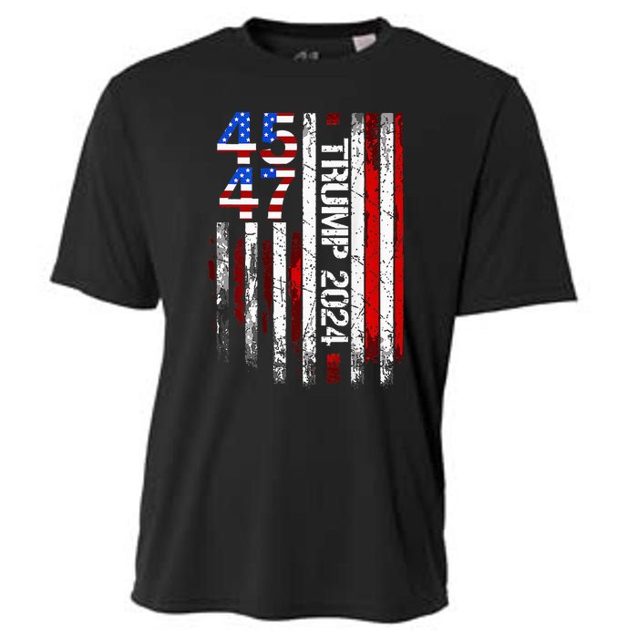 Trump 2024 45 47 Vintage American Flag Retro 4547 Cooling Performance Crew T-Shirt