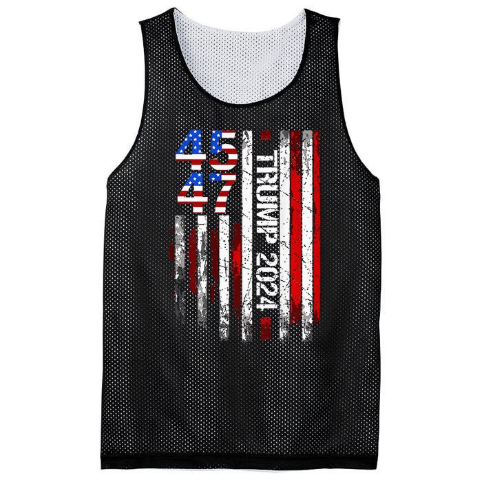 Trump 2024 45 47 Vintage American Flag Retro 4547 Mesh Reversible Basketball Jersey Tank