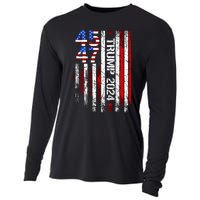 Trump 2024 45 47 Vintage American Flag Retro 4547 Cooling Performance Long Sleeve Crew