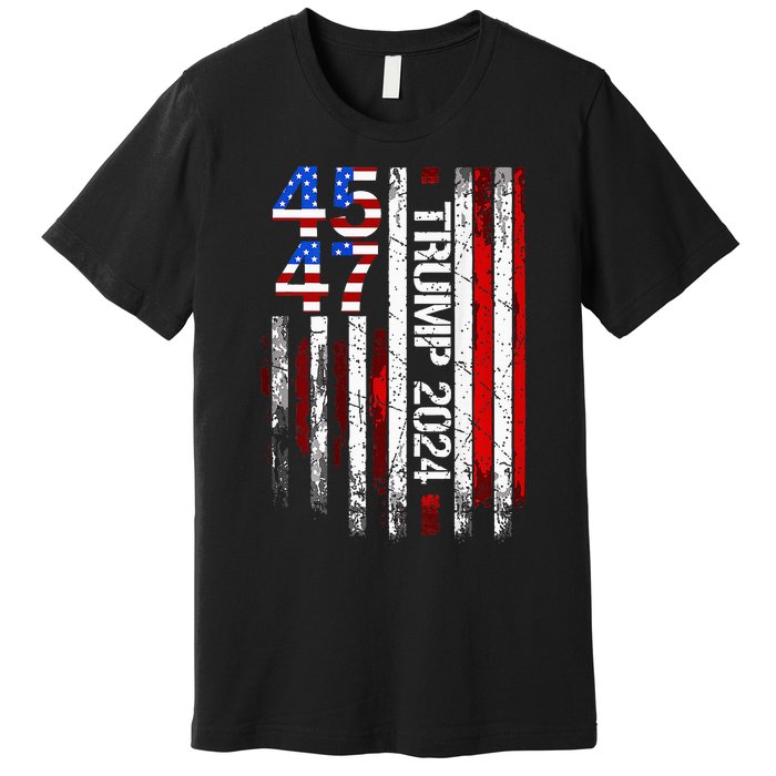 Trump 2024 45 47 Vintage American Flag Retro 4547 Premium T-Shirt