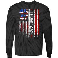 Trump 2024 45 47 Vintage American Flag Retro 4547 Tie-Dye Long Sleeve Shirt