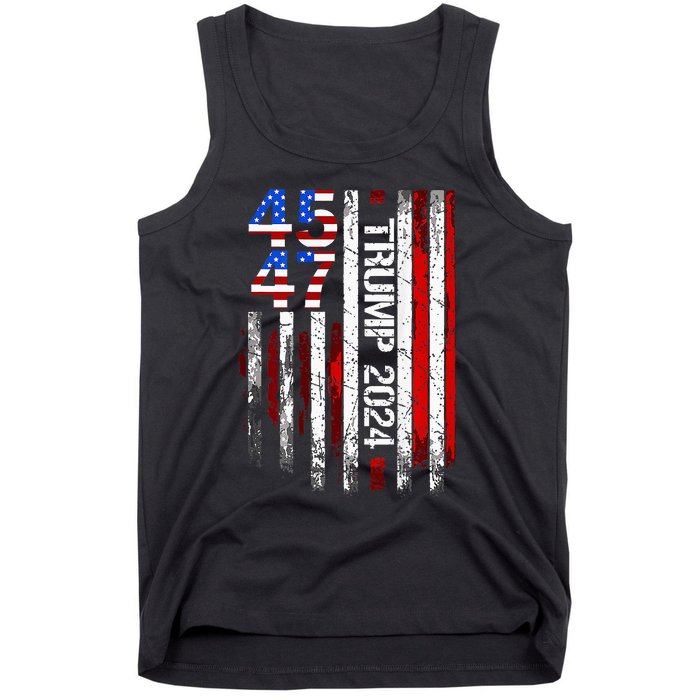 Trump 2024 45 47 Vintage American Flag Retro 4547 Tank Top