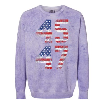 Trump 2024 45 47 Vintage American Flag Retro 4547 Us 2024 Colorblast Crewneck Sweatshirt