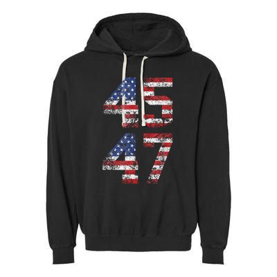 Trump 2024 45 47 Vintage American Flag Retro 4547 Us 2024 Garment-Dyed Fleece Hoodie