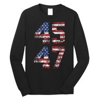 Trump 2024 45 47 Vintage American Flag Retro 4547 Us 2024 Long Sleeve Shirt