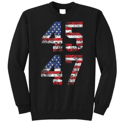 Trump 2024 45 47 Vintage American Flag Retro 4547 Us 2024 Sweatshirt