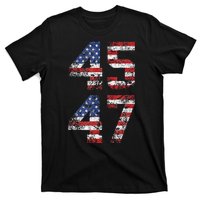 Trump 2024 45 47 Vintage American Flag Retro 4547 Us 2024 T-Shirt