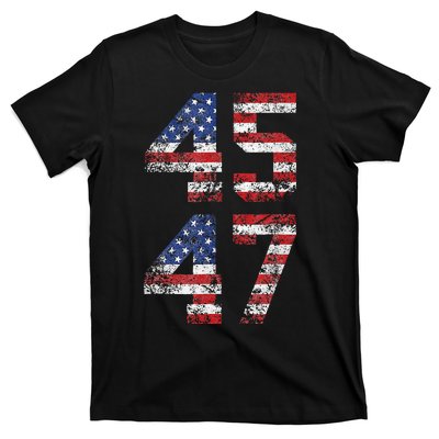 Trump 2024 45 47 Vintage American Flag Retro 4547 Us 2024 T-Shirt