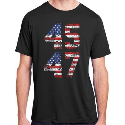 Trump 2024 45 47 Vintage American Flag Retro 4547 Us 2024 Adult ChromaSoft Performance T-Shirt