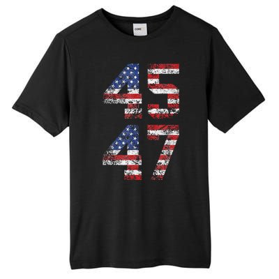 Trump 2024 45 47 Vintage American Flag Retro 4547 Us 2024 Tall Fusion ChromaSoft Performance T-Shirt