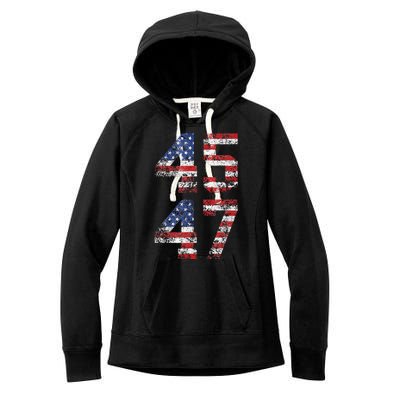 Trump 2024 45 47 Vintage American Flag Retro 4547 Us 2024 Women's Fleece Hoodie