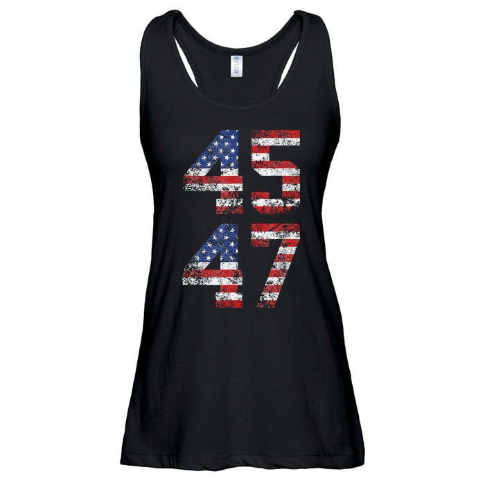 Trump 2024 45 47 Vintage American Flag Retro 4547 Us 2024 Ladies Essential Flowy Tank