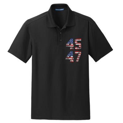 Trump 2024 45 47 Vintage American Flag Retro 4547 Us 2024 Dry Zone Grid Polo