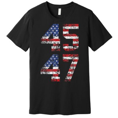 Trump 2024 45 47 Vintage American Flag Retro 4547 Us 2024 Premium T-Shirt