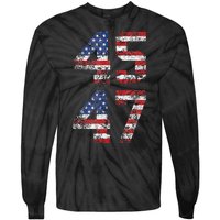 Trump 2024 45 47 Vintage American Flag Retro 4547 Us 2024 Tie-Dye Long Sleeve Shirt