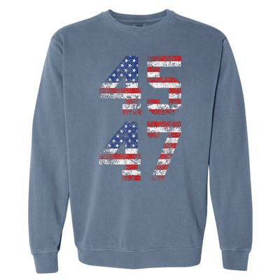 Trump 2024 45 47 Vintage American Flag Retro 4547 Us 2024 Garment-Dyed Sweatshirt