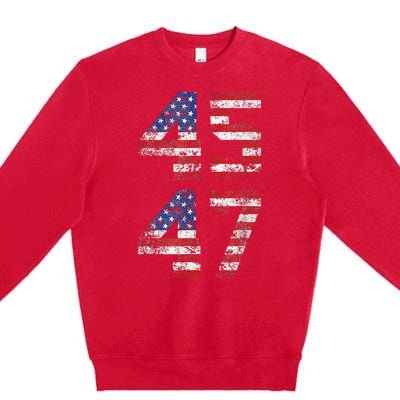 Trump 2024 45 47 Vintage American Flag Retro 4547 Us 2024 Premium Crewneck Sweatshirt