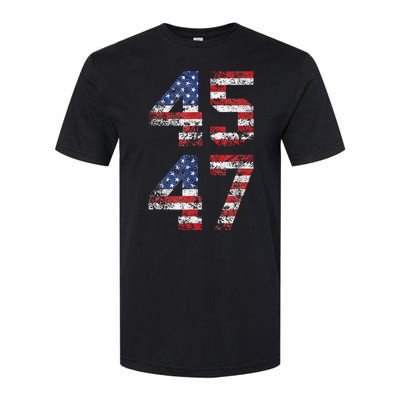 Trump 2024 45 47 Vintage American Flag Retro 4547 Us 2024 Softstyle® CVC T-Shirt