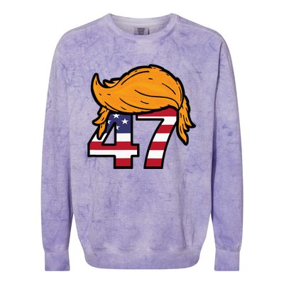 TRUMP 2024 47th President Hair Colorblast Crewneck Sweatshirt