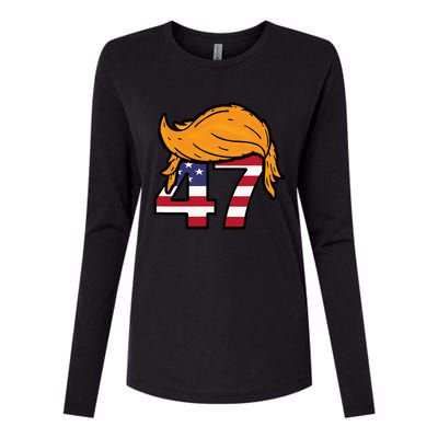 TRUMP 2024 47th President Hair Womens Cotton Relaxed Long Sleeve T-Shirt