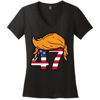 TRUMP 47th President Hair Women's V-Neck T-Shirt