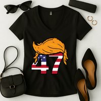 TRUMP 47th President Hair Women's V-Neck T-Shirt